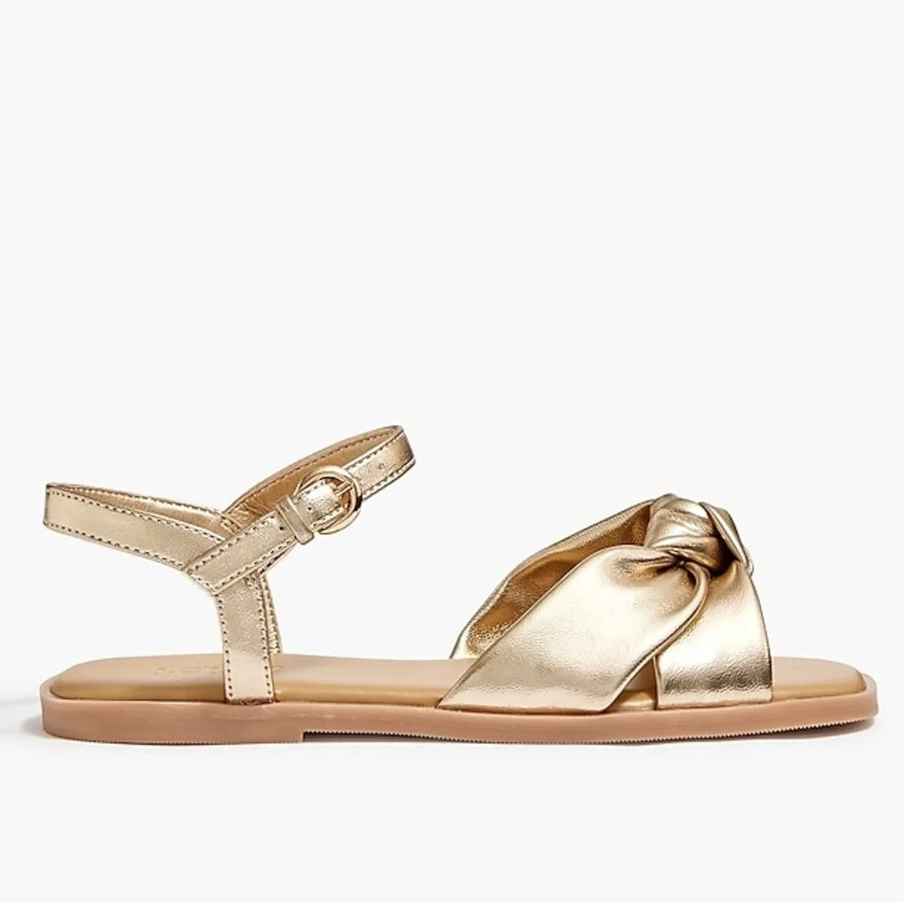 NWT Crewcuts Factory Girls’ Square-Toe Knot Sandals in Gold Size K12
